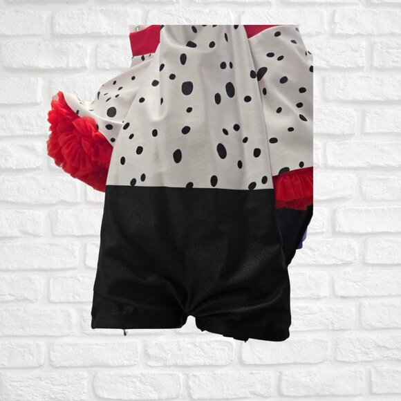 Dalmatian Dance Recital Costume (4T) – Black & White Spotted Leotard with Tutu - Picture 3 of 6